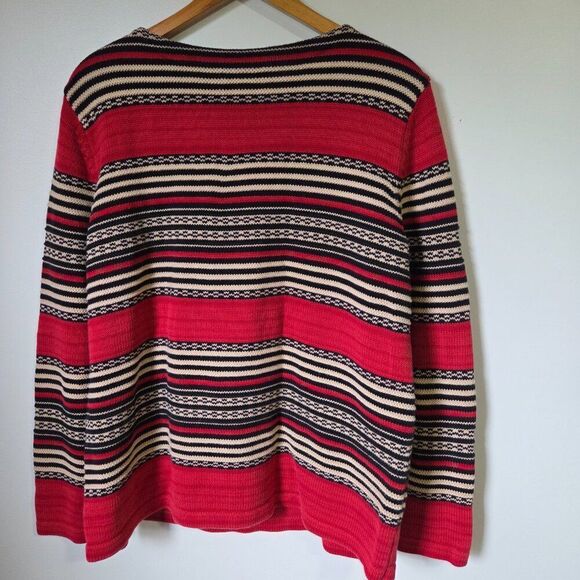 EUC VINTAGE LAUREN RALPH LAUREN BOAT NECK STRIPED COTTON SWEATER TOP SIZE L - Picture 2 of 16